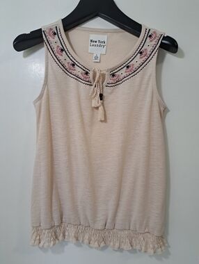 New York Laundry Women's Beige Boho Sleeveless Top Size Medium